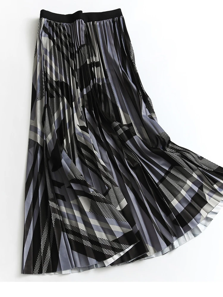 VOLALO Y2K Длинная плиссированная юбка миди для женщин 2024 новая эластичная