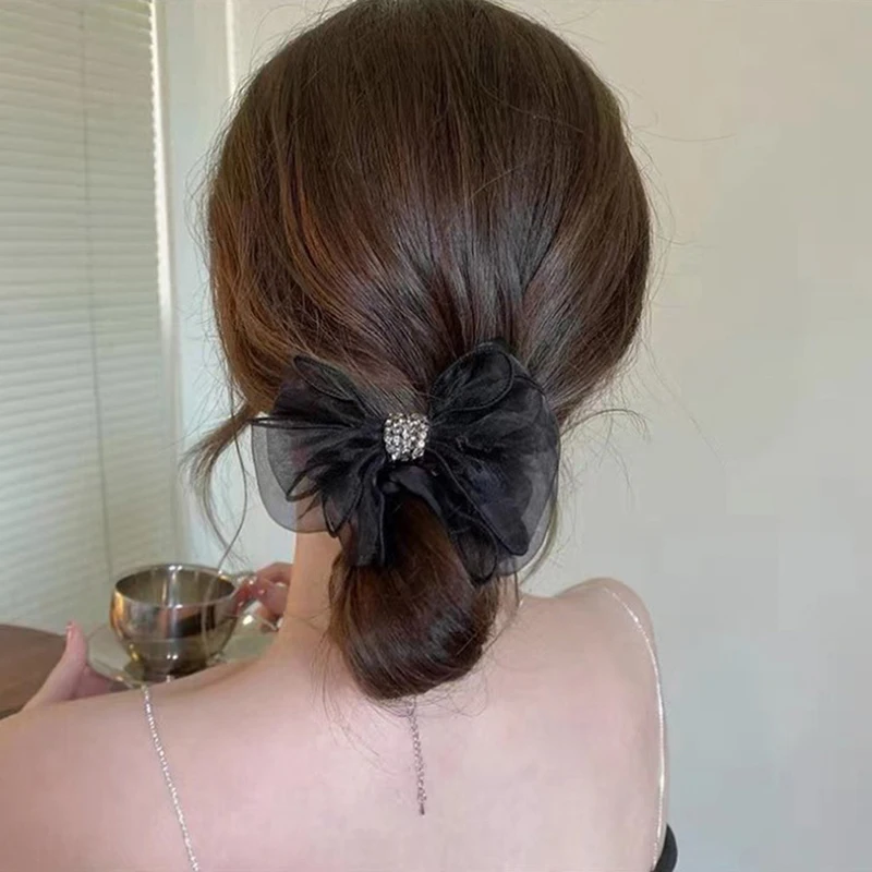 Сетчатый бант резинка для волос красная сетка новинка 2022 универсальная простая