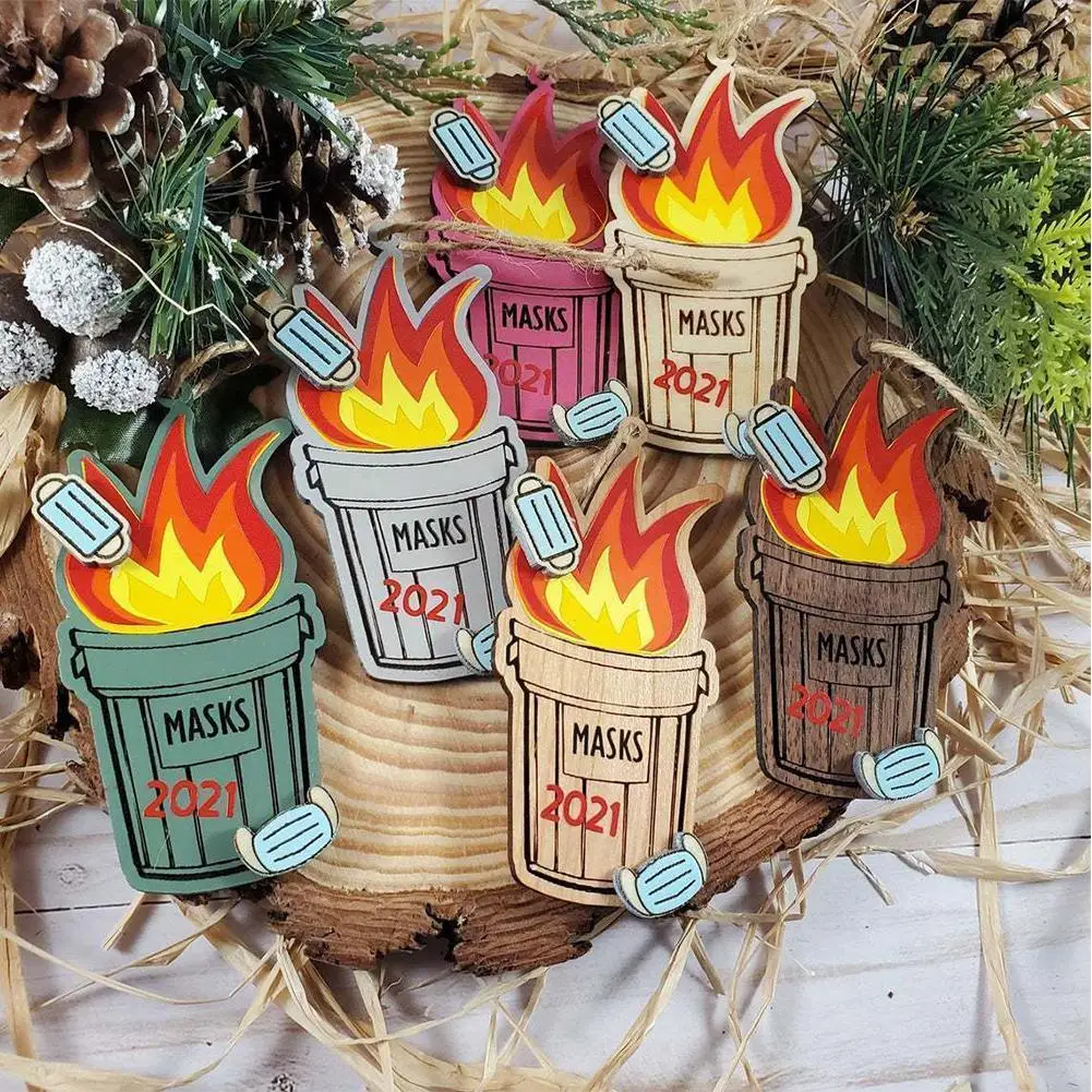 

2022 New Year Christmas Ornaments Pendant Wooden Tag Fire Trash Gift Ornaments Fire Ornaments Can Christmas Diy H8x3