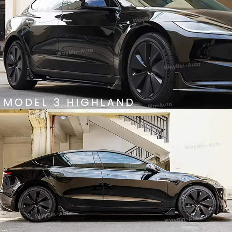 Фото Боковой сплиттер BOMP Fast Aero для Tesla New Model Y Juniper 2017-2025, обвесы для Model 3 Highland, глянцевые автомобильные аксессуары. №2