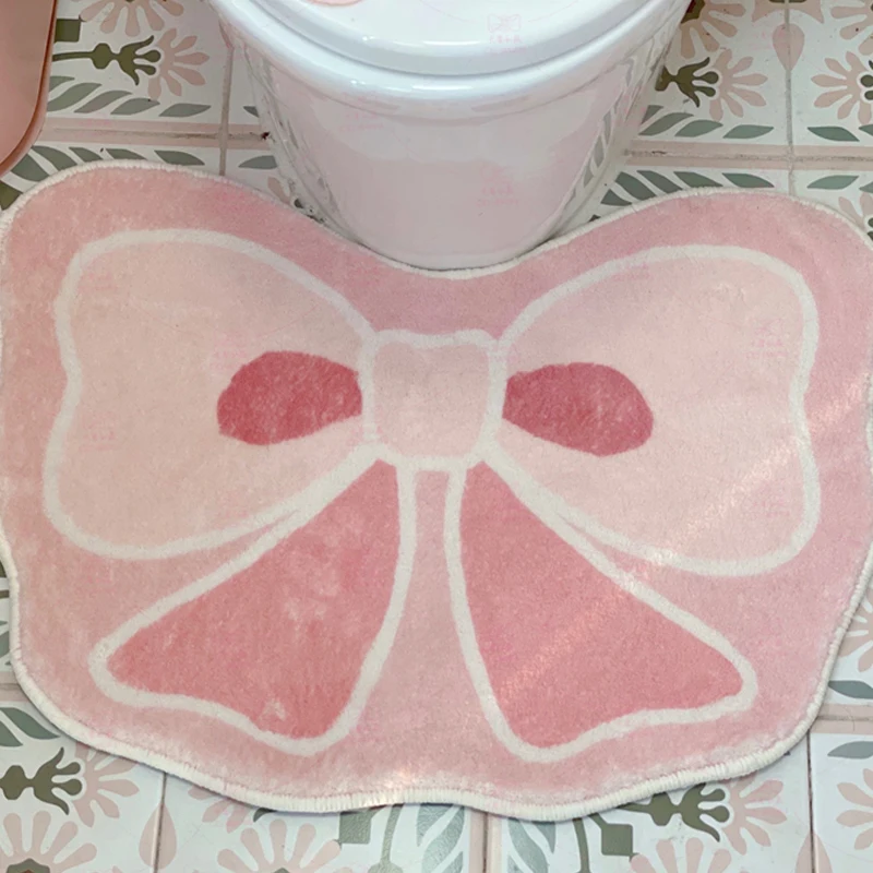 

Розовый милый плюшевый ковер, ковер с бантом в форме сердца для девочек, домашние милые коврики для гостиной, спальни, прикроватный коврик д...