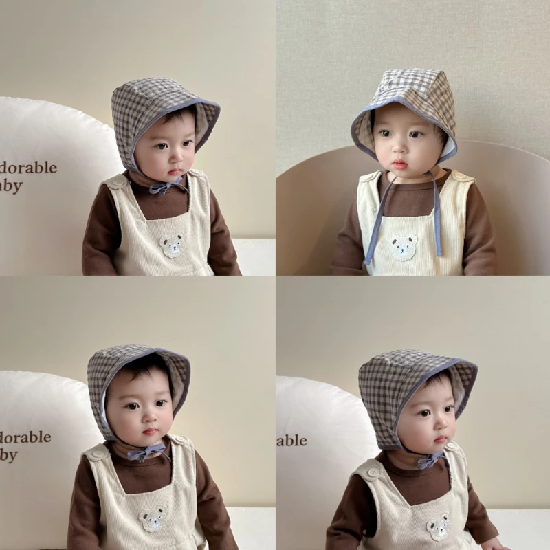 Весенняя Клетчатая Стандартная Детская Шапка В Стиле Ретро С Большими Полями