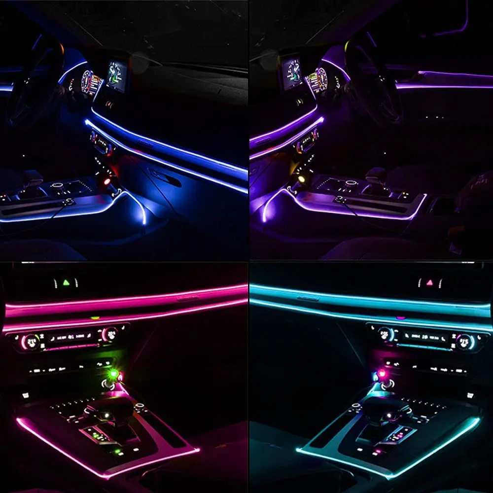 Светодиодная полоса RGB для подсветки салона автомобиля с управлением через приложение, множественными режимами, звуковым контролем, возможностью DIY (собственной установки) и создания декоративной атмосферы в салоне, на панели приборов.