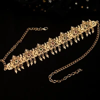 moroccan fringe blonde hair jewelry algerian bridal head chain metal party favor white red rhinestones free shipping
