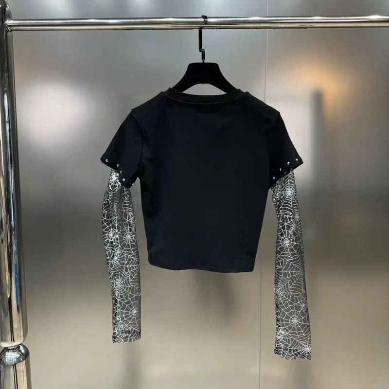 Женская футболка с длинным рукавом круглым вырезом и принтом