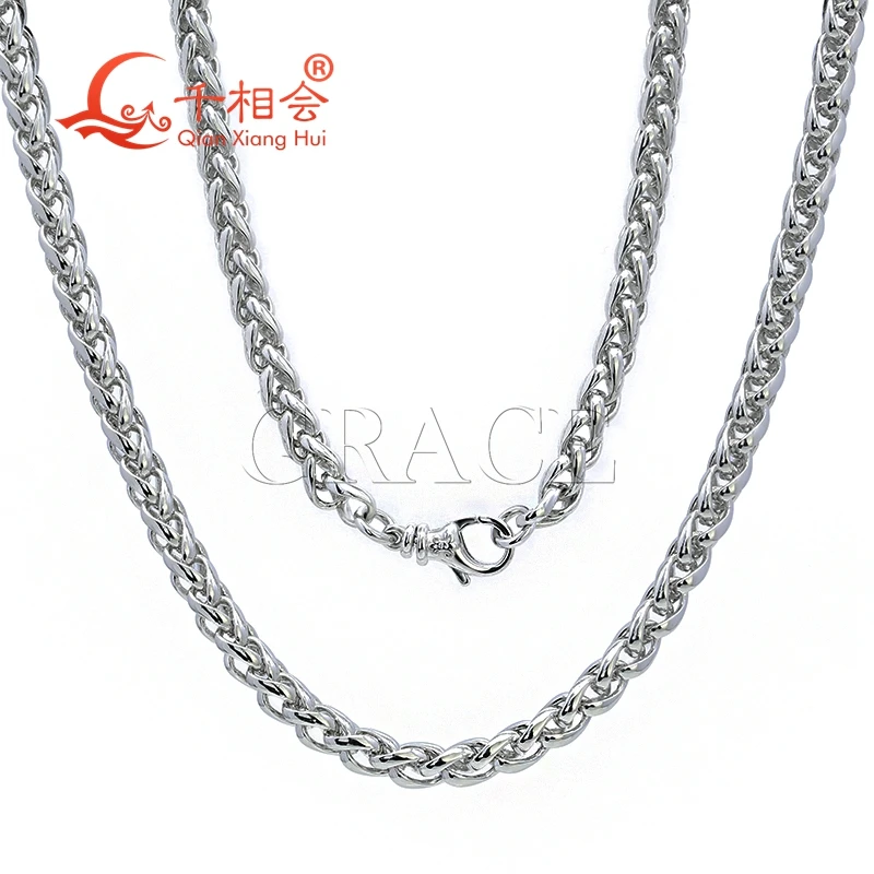 Necklace 5mm width Flower basket chain keel chain weave 925 Silver Sterling  Trendy men women Hip Hop Link Chain jewelry