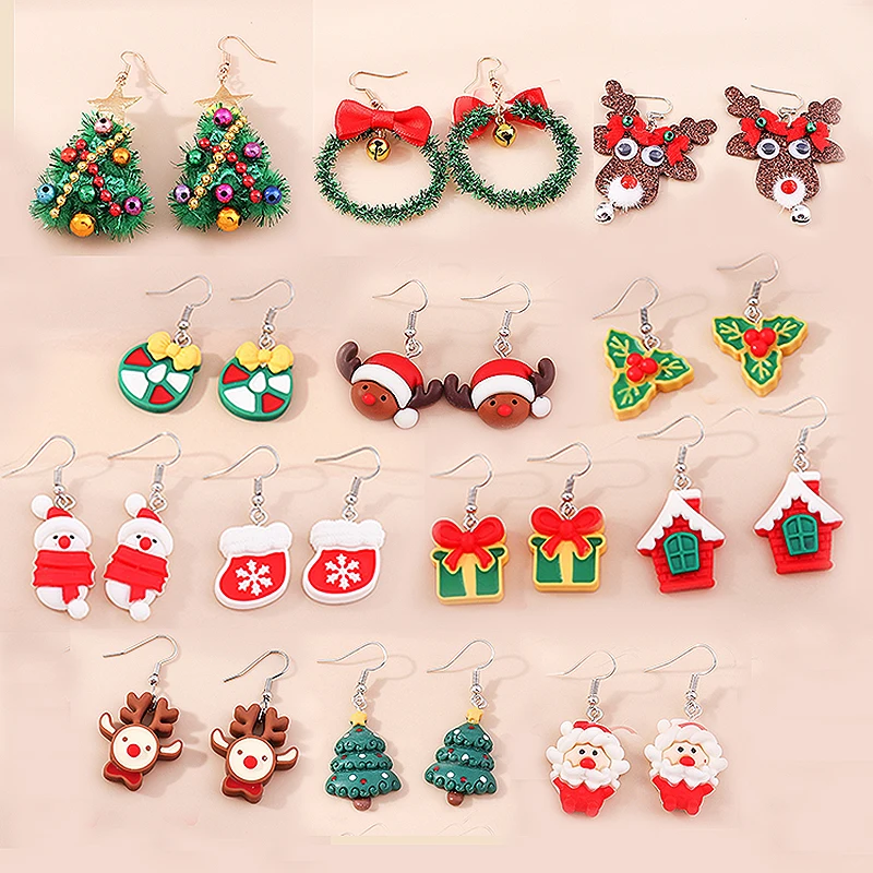 

New Christmas Snowman Bells Dangle Earrings For Women Girl Creative Elk Snowflake Tree Earring Christmas Party 2023 Jewelry Gift