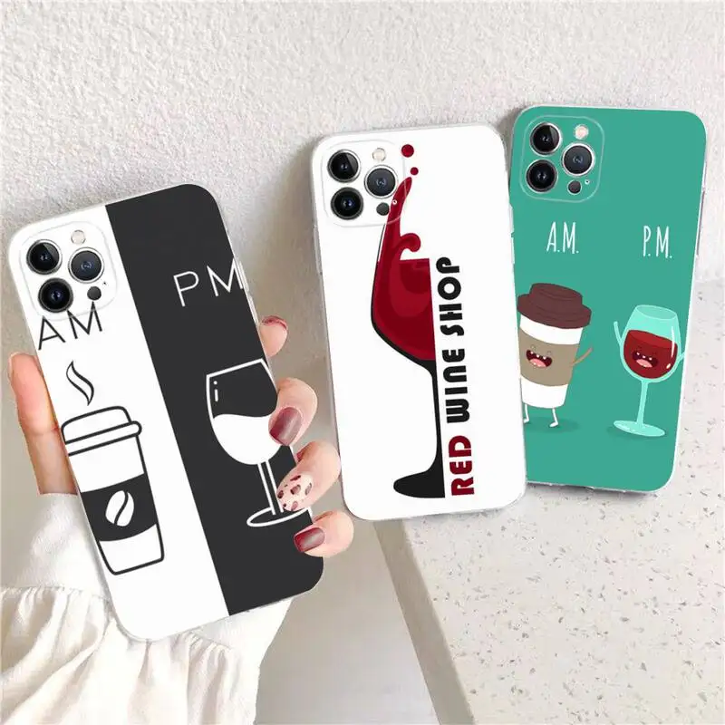 

Coffee Wine Cup Phone Case For iPhone 14 13 12 11 Pro Max XS X XR SE 2020 6 7 8 Plus Mini Protective Shell