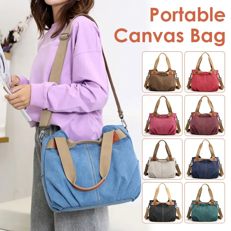 

Large Capacity Lady Messenger Shoulder Bag Shopping Canvas Purse Handbag Satchel Vintage Tide Single Shoulder Cross-Body Bag