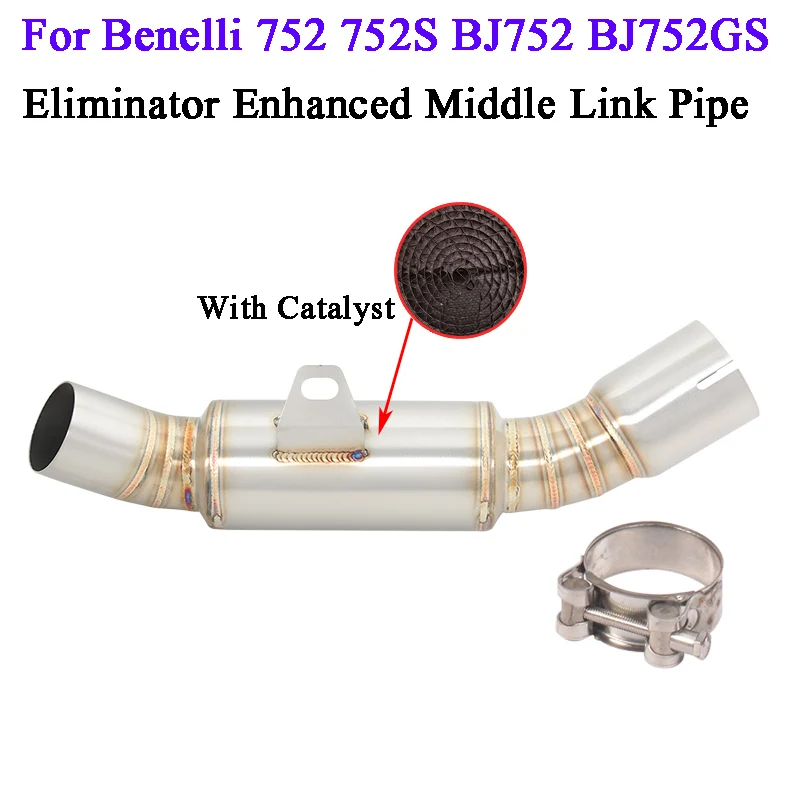 

For Benelli 752 752S BJ752 BJ752GS Motorcycle Exhaust Escape Muffler Modified Middle Link Pipe Cat Delete Eliminator Enhanced