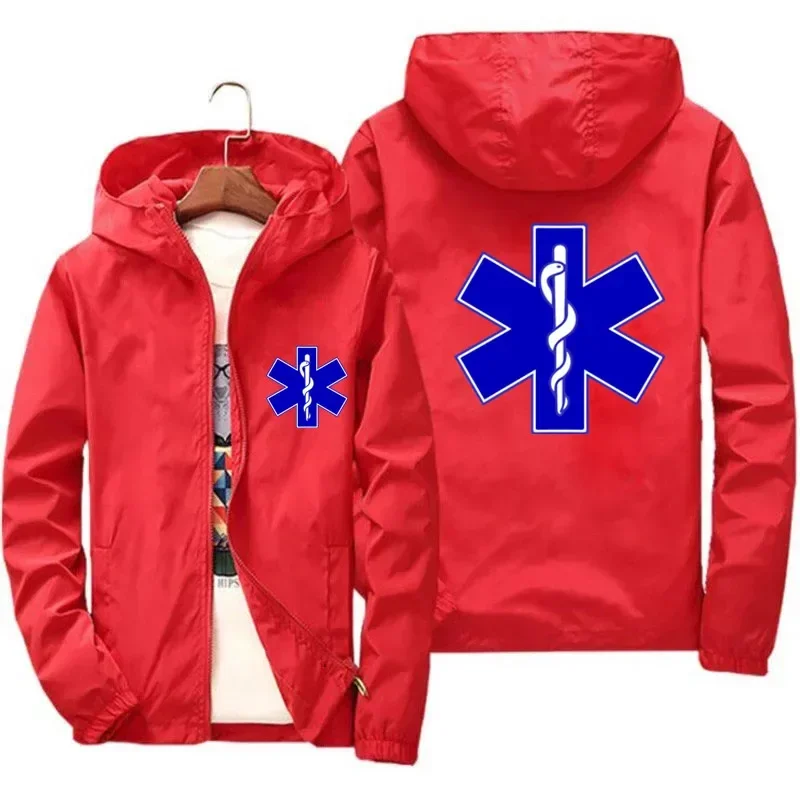 Мужская непродуваемая куртка-бомбер на молнии с надписью звезда жизни