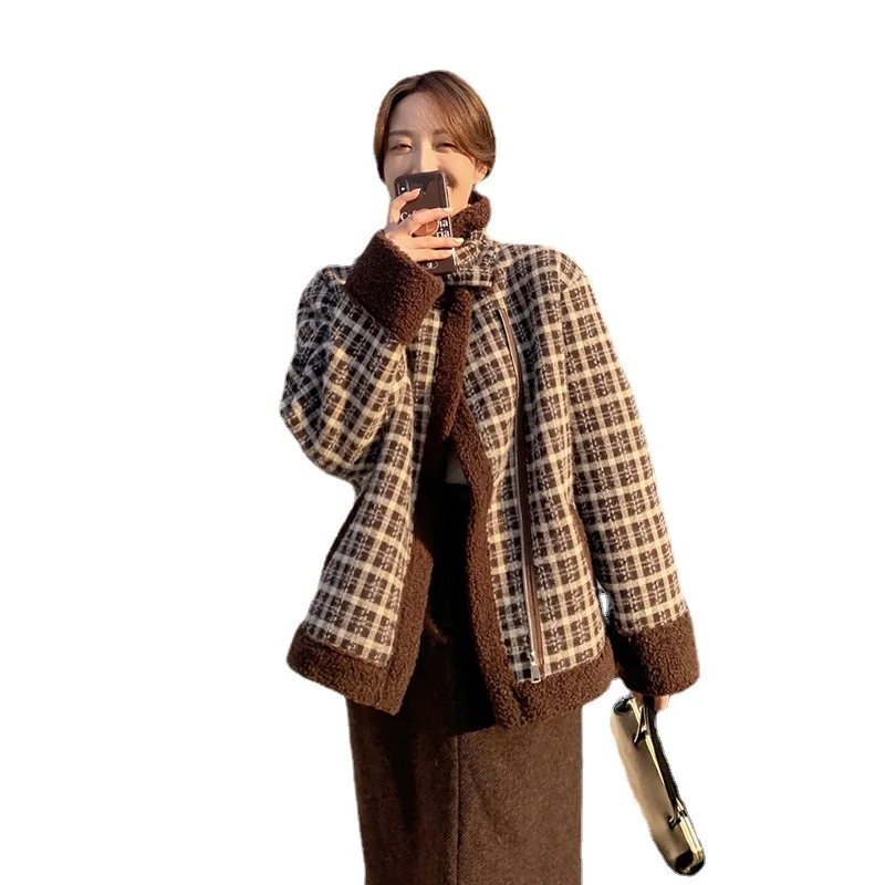 Thickened warm imitation lamb wool short coat thickened cotton coat in winter