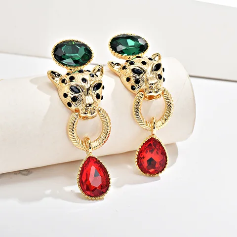 Серьги-капельки HYFAD золотистые с леопардом