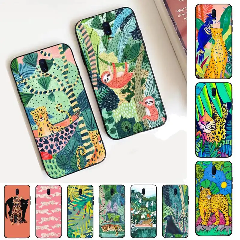 

FHNBLJ Chic Cute Cartoon Anime Sloth Leopard Phone Case for Vivo Y91C Y11 17 19 17 67 81 Oppo A9 2020 Realme c3