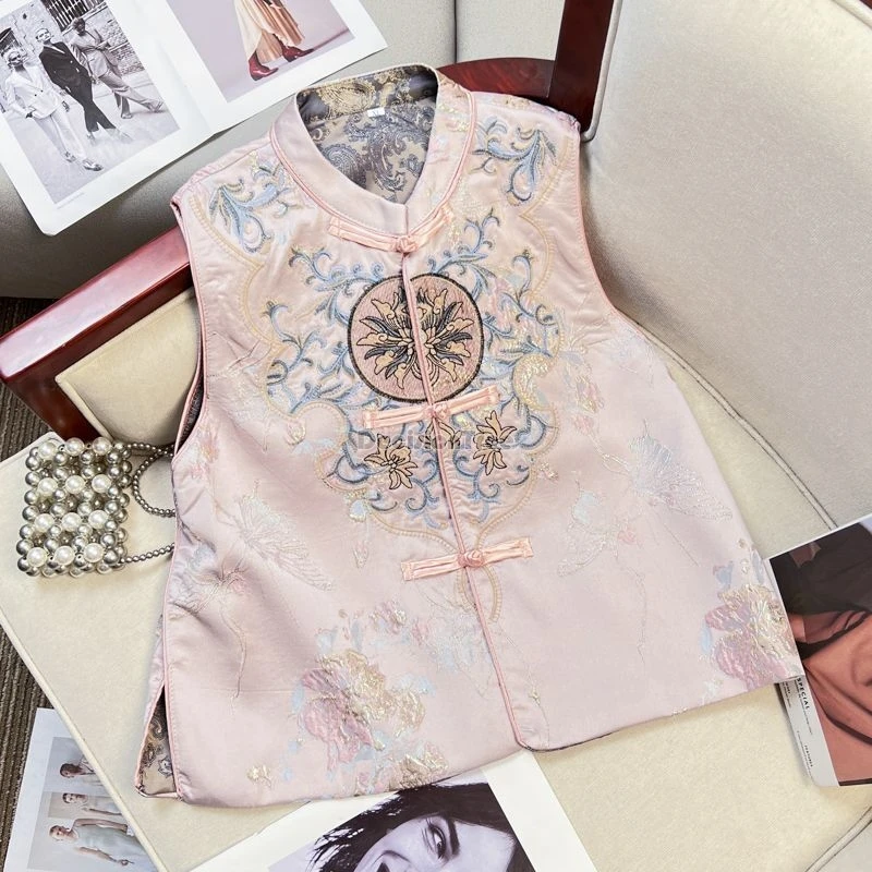 Жаккардовый жилет ручной работы в классическом китайском стиле 2024