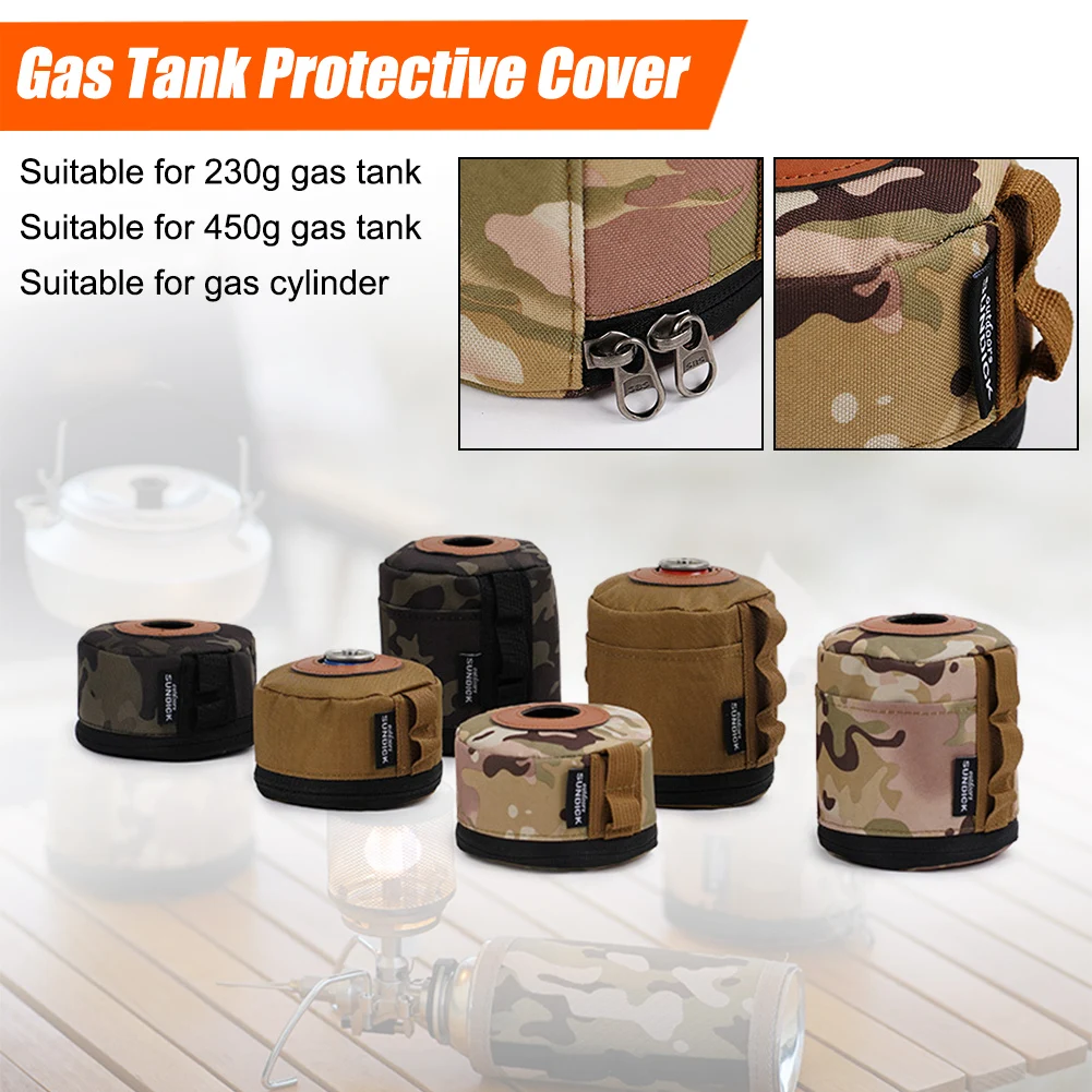 

230/450 Gas Tank Protective Insulation Cover for Camping Outside Hiking Durable With Side Pocket Canister Cylinder Storage Bag
