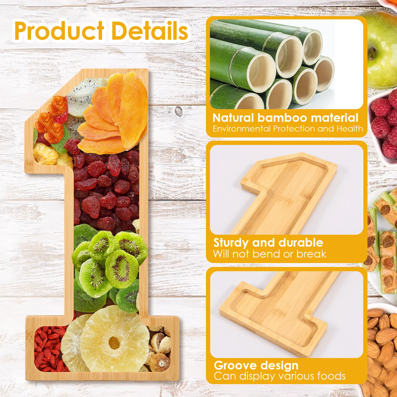 2 шт. поднос для закусок из бамбукового дерева простой в использовании