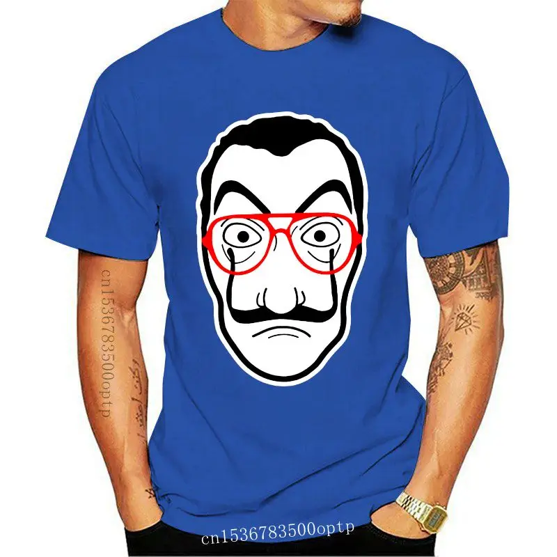 

Camiseta de manga corta para hombre, camisa con estampado de la casa de papel, máscara de Dalí, Hipster, 2021, 2021