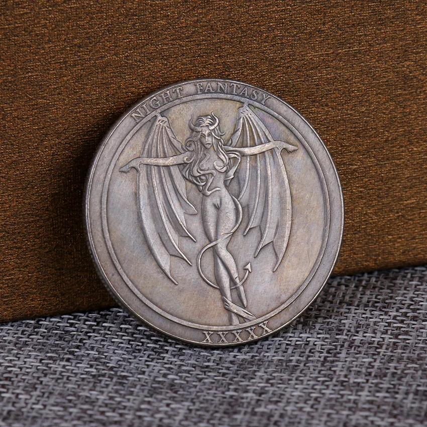 

REPLICA 1PC American Morgan Hobo Coin Crafts Female Devil Angel Commemorative Coin Gift Home Decoration