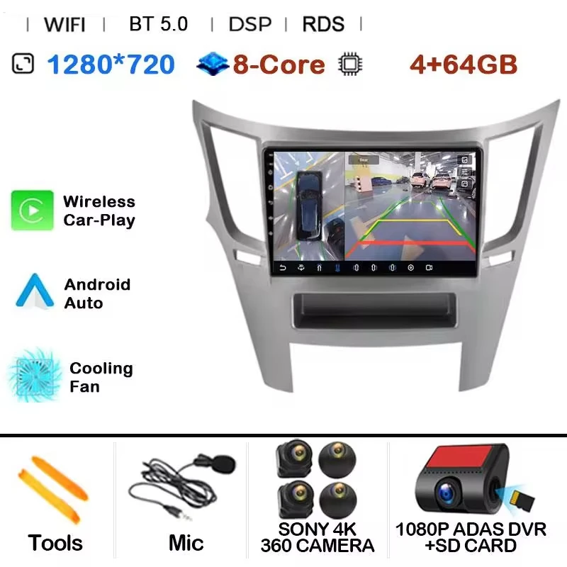 

Автомобильный радиоприемник 2 din Android 15 для Subaru Outback 4 BR Legacy 5 2009-2014 LHD Мультимедийный плеер Carplay стерео 4G GPS DVD