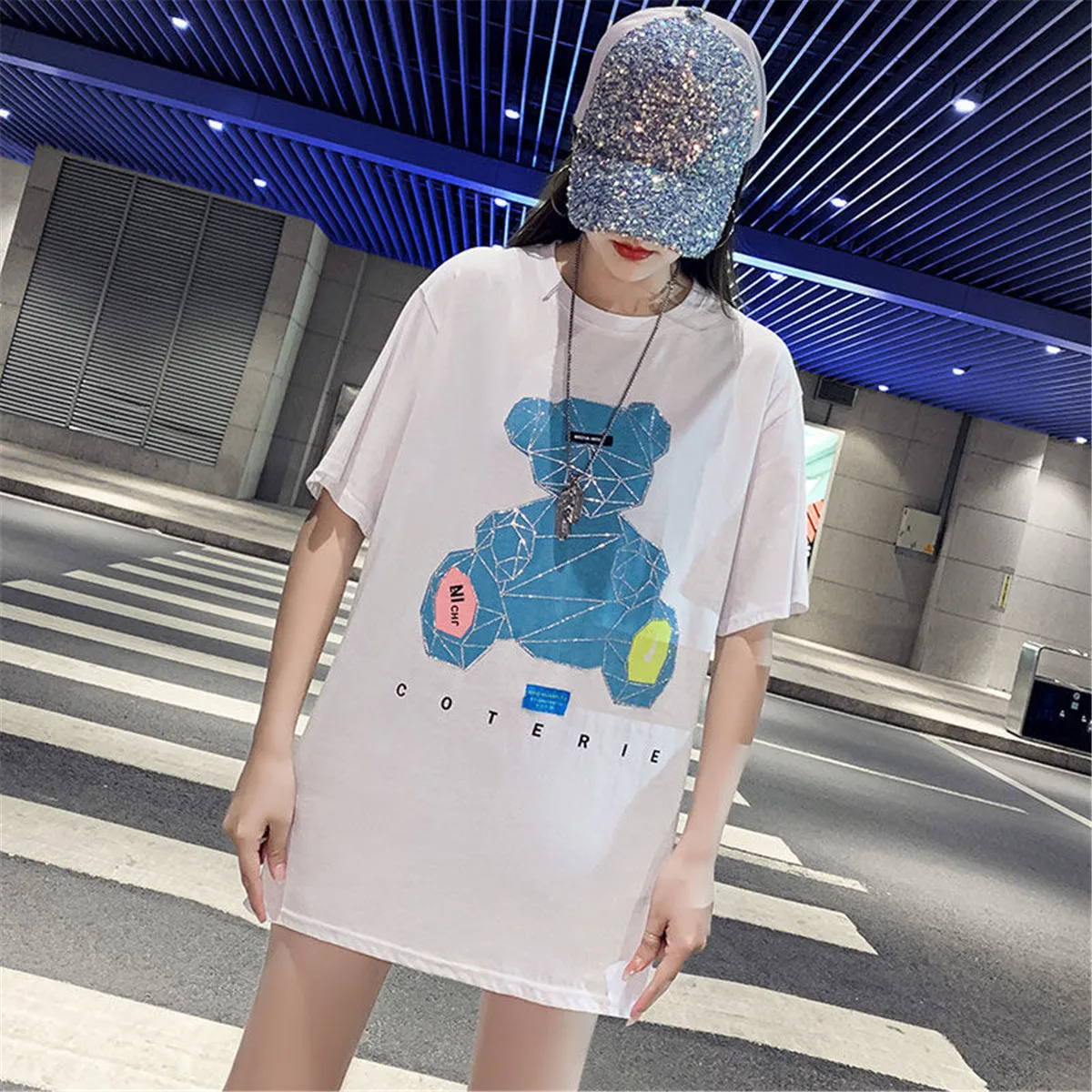 

Футболка Doraemon из 100% хлопка с бриллиантами, летняя одежда оверсайз, топы с милой амином, забавная Милая футболка в японском стиле Харадзюку, уличная одежда