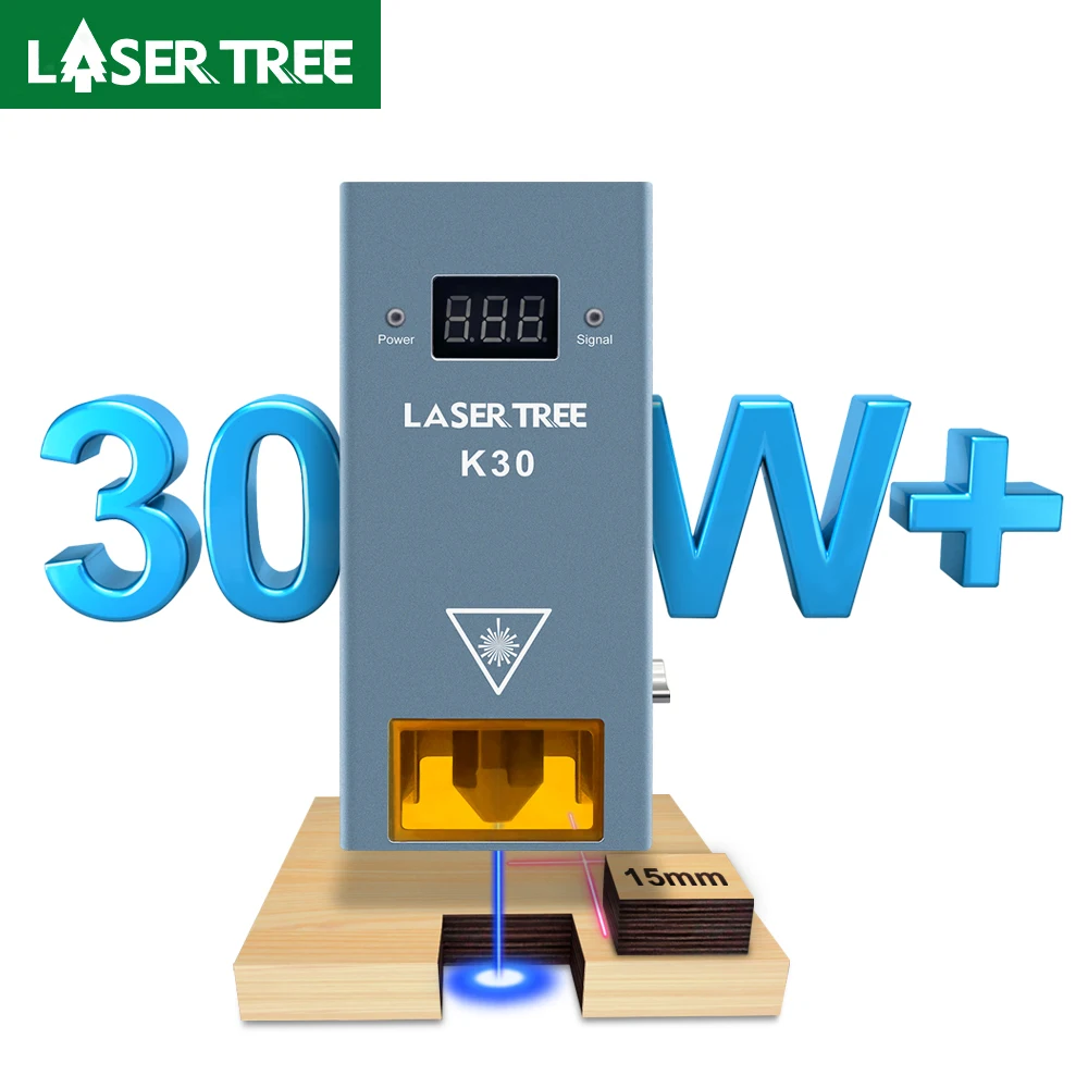 LASER TREE K30 30W Optical Power Laser Module with Air Assist 6 Diodes TTL Blue Light Laser Head for CNC Engraver Cutting Tools
