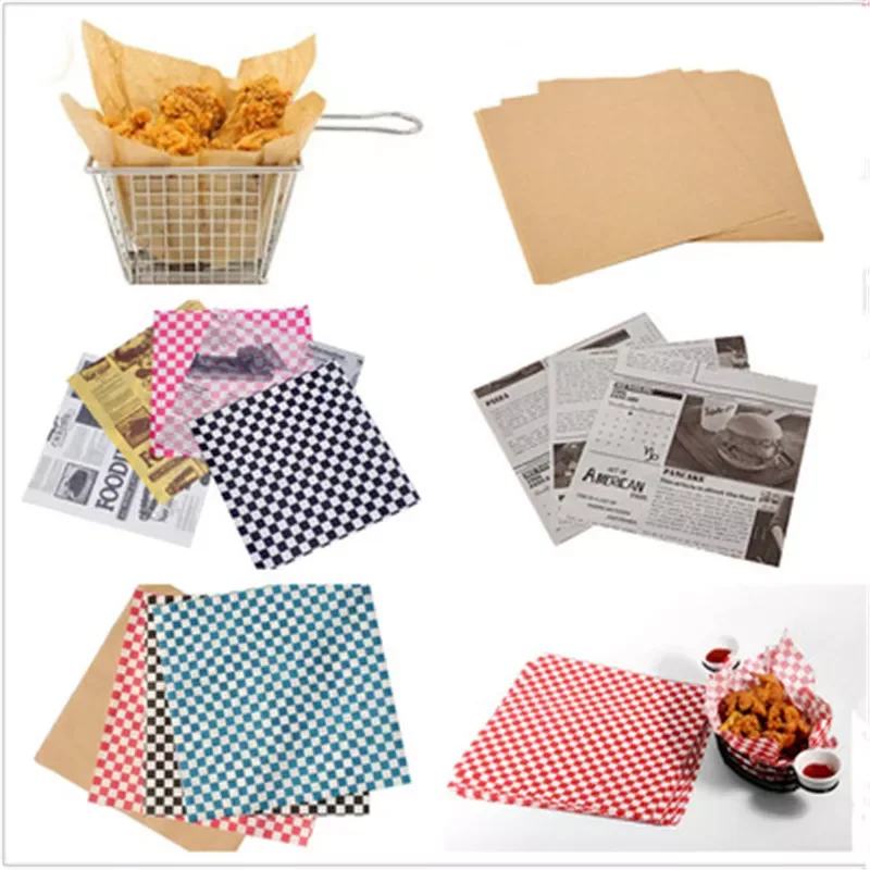 

New 25pcs Kraft Wax Paper Oilpaper Nonstick Bread Burger Fries Basket Pizza Wax Paper Baking Sandwichs Oilpaper Packaging Paper