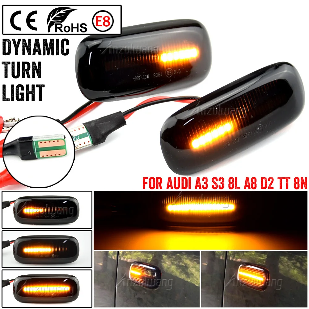 

For Audi A2 A3 8L A4 B5 A6 4B C5 A8 4D TT 8N Led Dynamic Side Marker Turn Signal Light moving Sequential Blinker Light 2Pcs