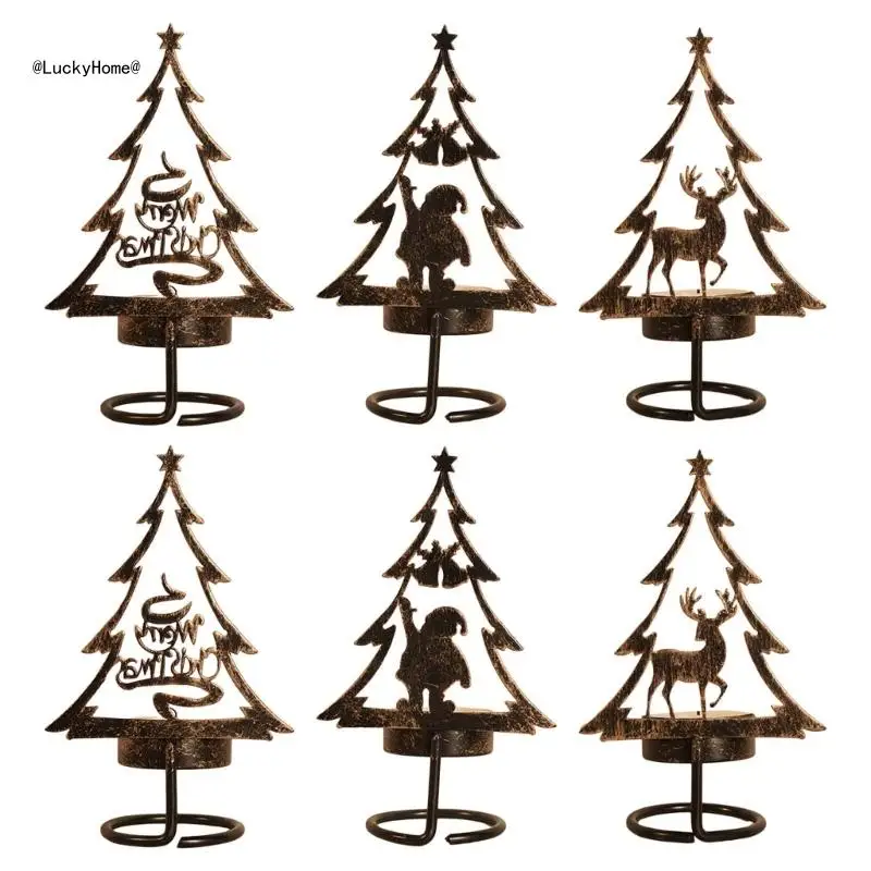 11UA Durable Iron Candle Holder, Set of 6 Christmas Tree Decorations Multi Function