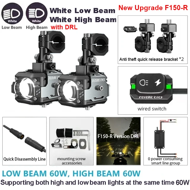 

Future Eyes F150 Мотоциклетные противотуманные фары Беспроводной переключатель Ультра яркая лампа Внедорожник Вспомогательный дорожный прожектор Стоматовый свет