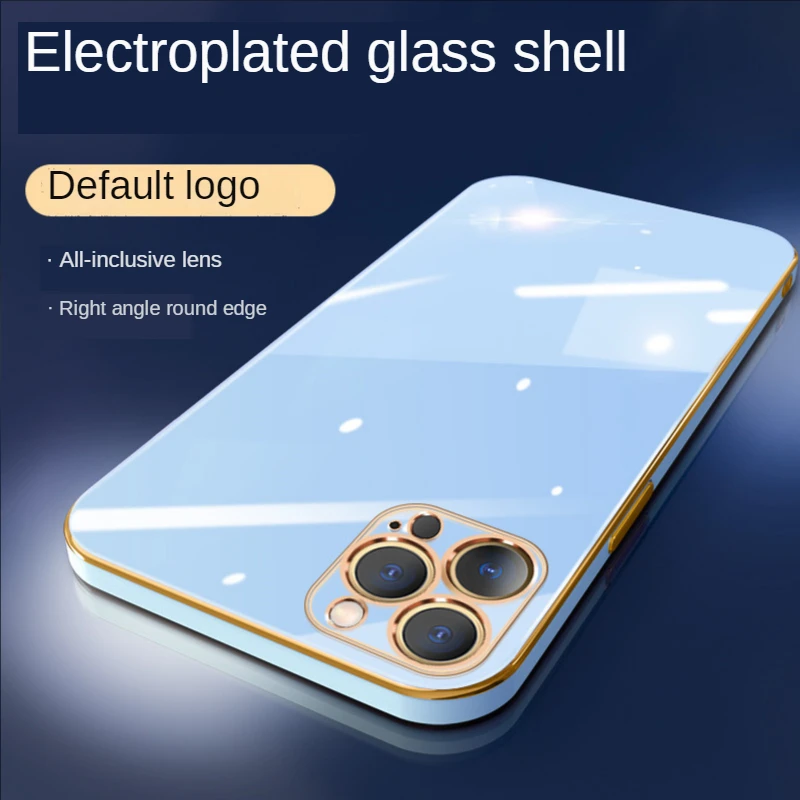 

Iphone13promax Phone Case Straight Edge Electroplated Glass Full Package Anti Falling Protective Sleeve Iphone11 Cases for Women