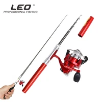 1m pocket collapsible fishing rod reel combo mini pen fishing pole kit 7 colors pen shape folded rod with reel wheel