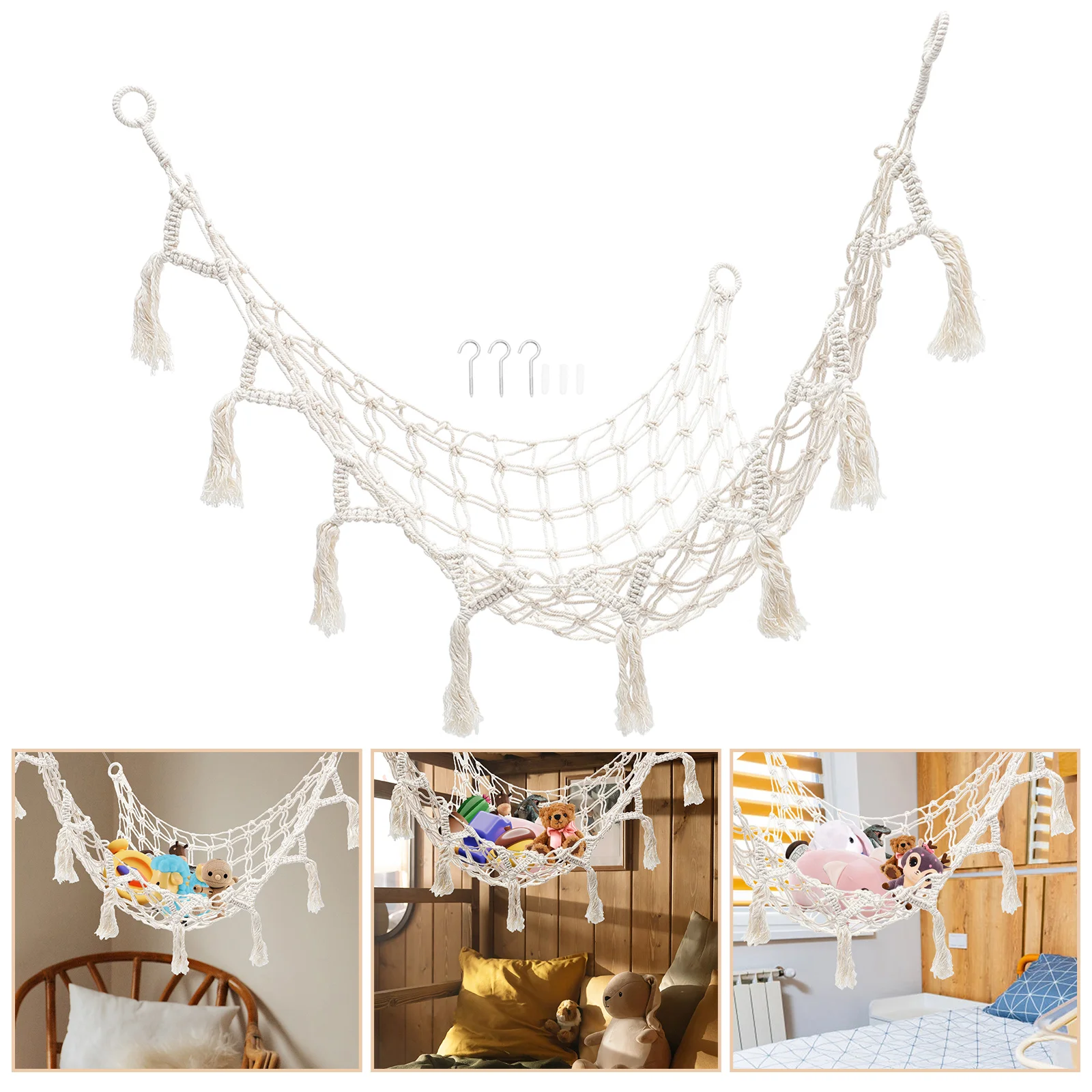 

Аксессуары для хранения мягких животных, угловой органайзер для макраме, подвесные игрушки, плюшевые животные, настенные куклы, сетчатый де...