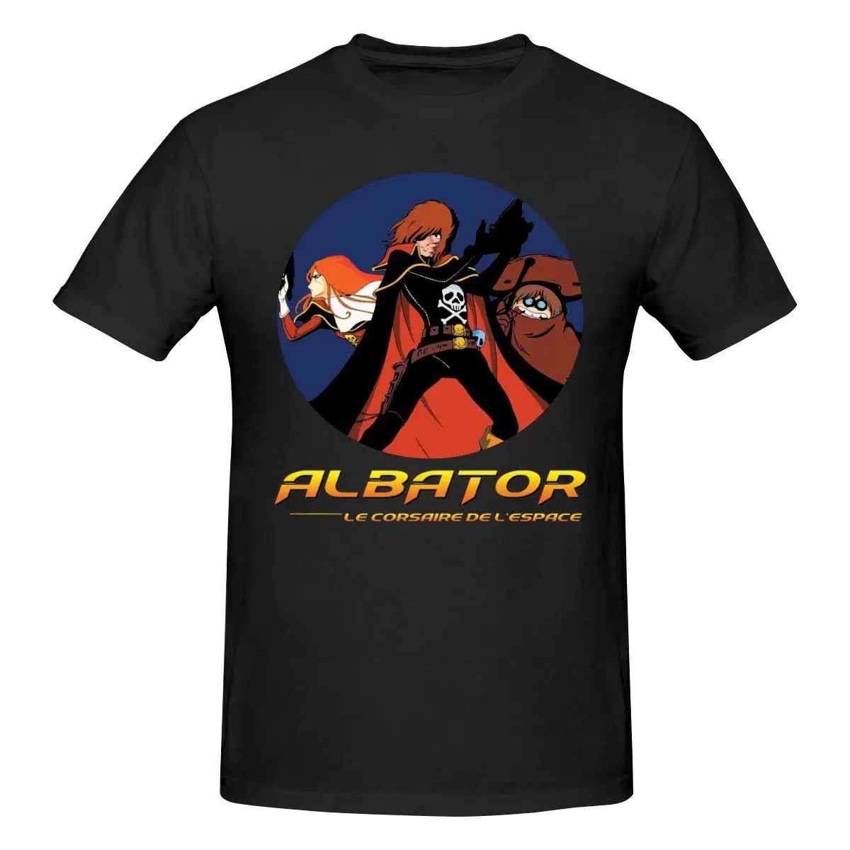 

Мужская хлопковая футболка с коротким рукавом, с принтом манга, албатора, пиратского персонажа, капитана харлока, круглый вырез