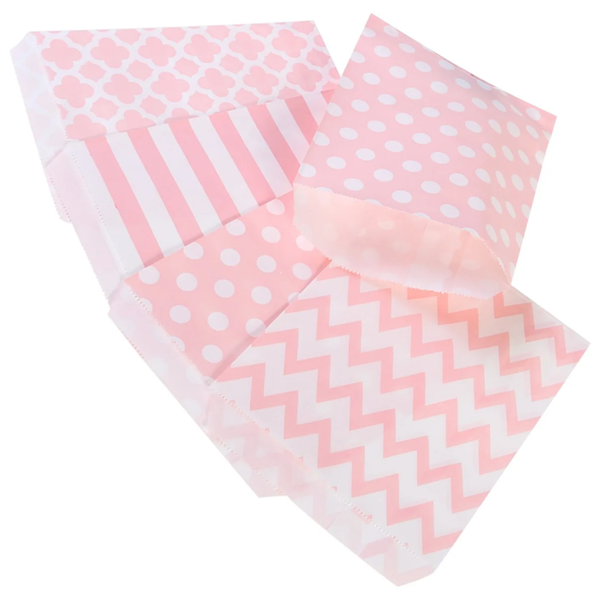 

48pcs Paper Treat Sack Bag Wavy Stripe Dot Pattern Candy Cookie Chocolate Paper Bag Safe Small Favors Bag for Home Shop