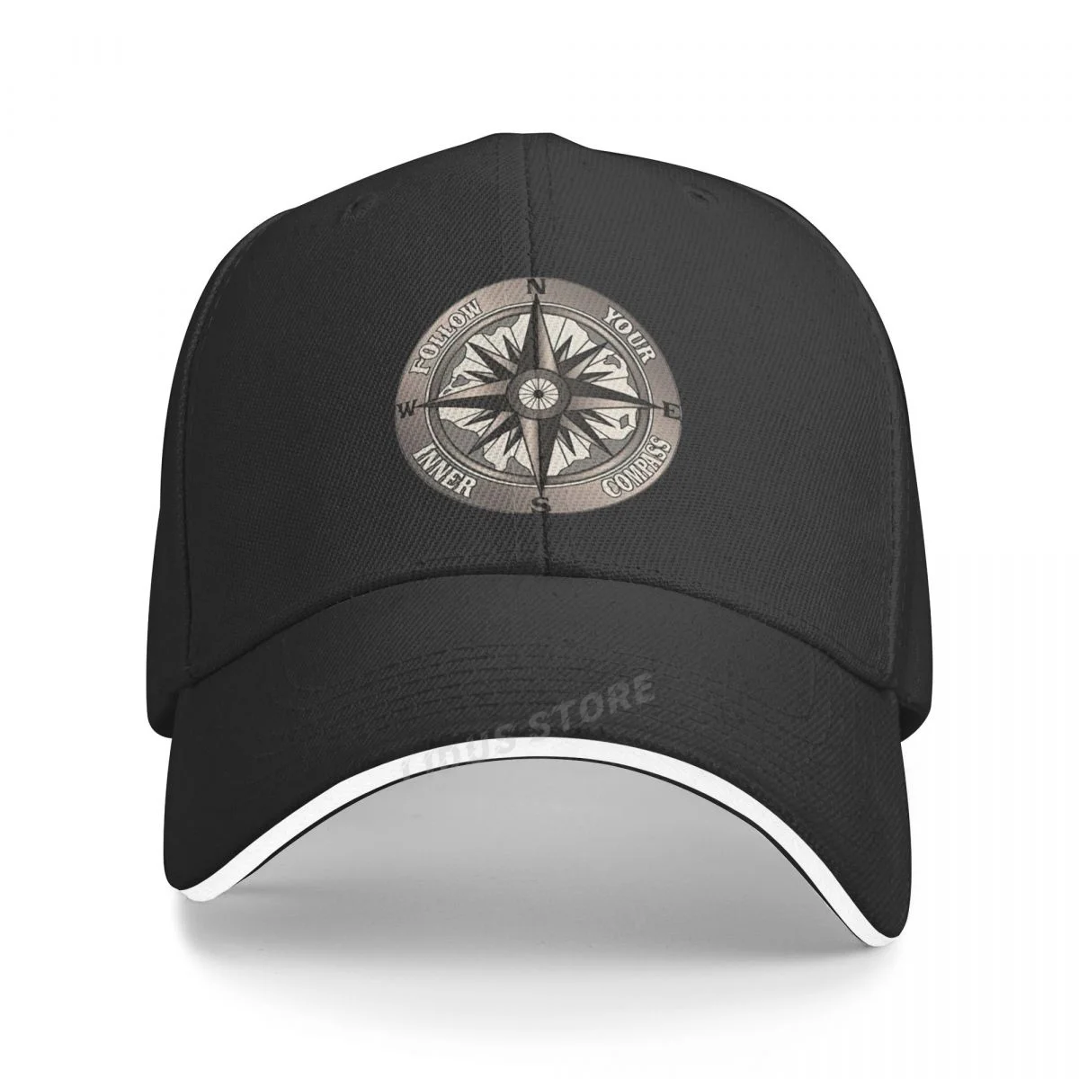 Follow Your Inner Compass Print Baseball Cap Fashion Summer Outdoor Men Women Dad Hat Compass Adjustable Snapback Hats
