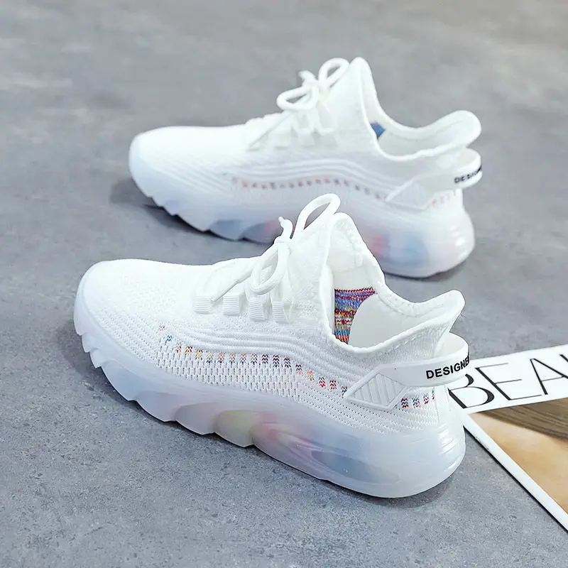 2023 New Mesh Fly Woven Breathable Sports Women's Shoes Casual Student Running Shoes Jelly Soft Bottom Comfortable Zapatos Mujer