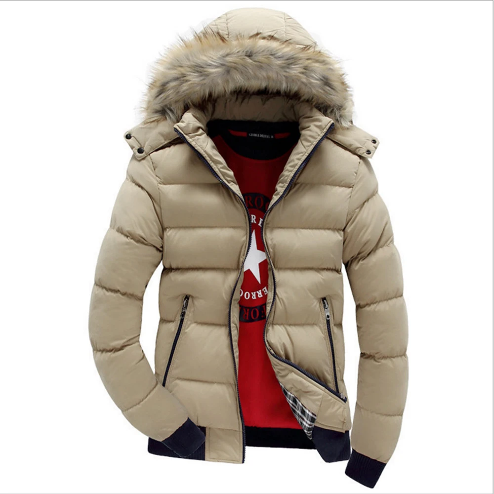 Новая зимняя мужская куртка с меховым воротником и капюшоном, толстая теплая хлопковая верхняя одежда, мужская парка, пальто, Мужская ветро...