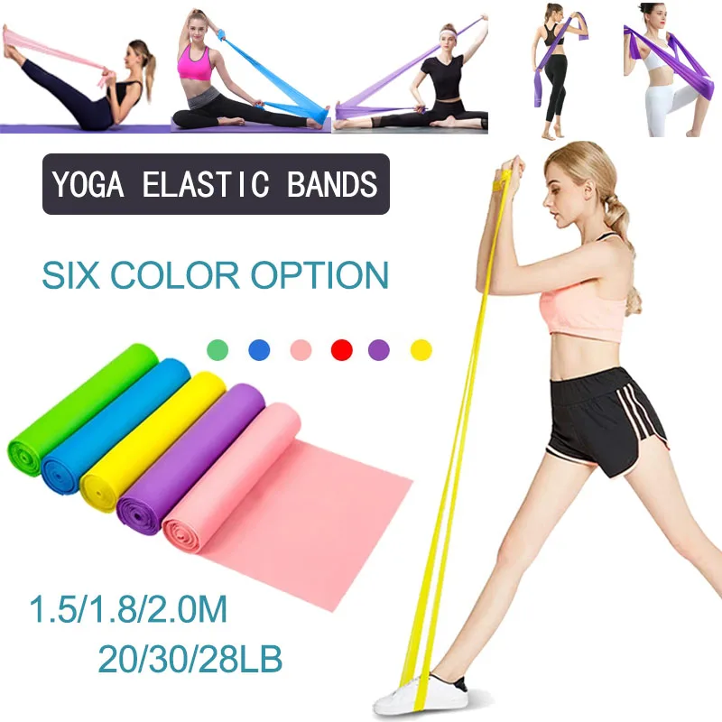 

Yoga Pilates Stretch Resistance Band Exercise Fitness Band Training Rope Elastic Exercise Fitness Rubber 200Cm Stretching Film
