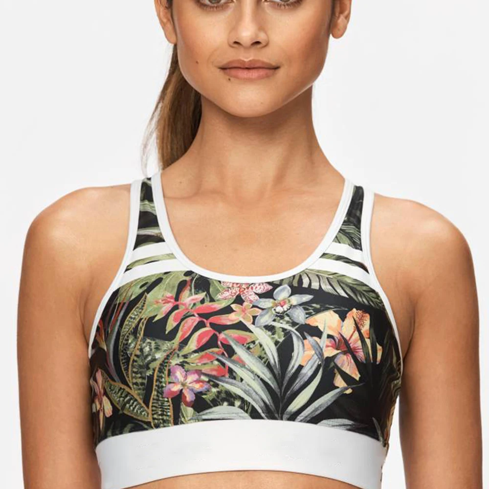 NAIKEWAY Forest Tights and Vest Set Fitness Yoga Bra Autumn New Pattern Colorful Hips Tight Sports Vest