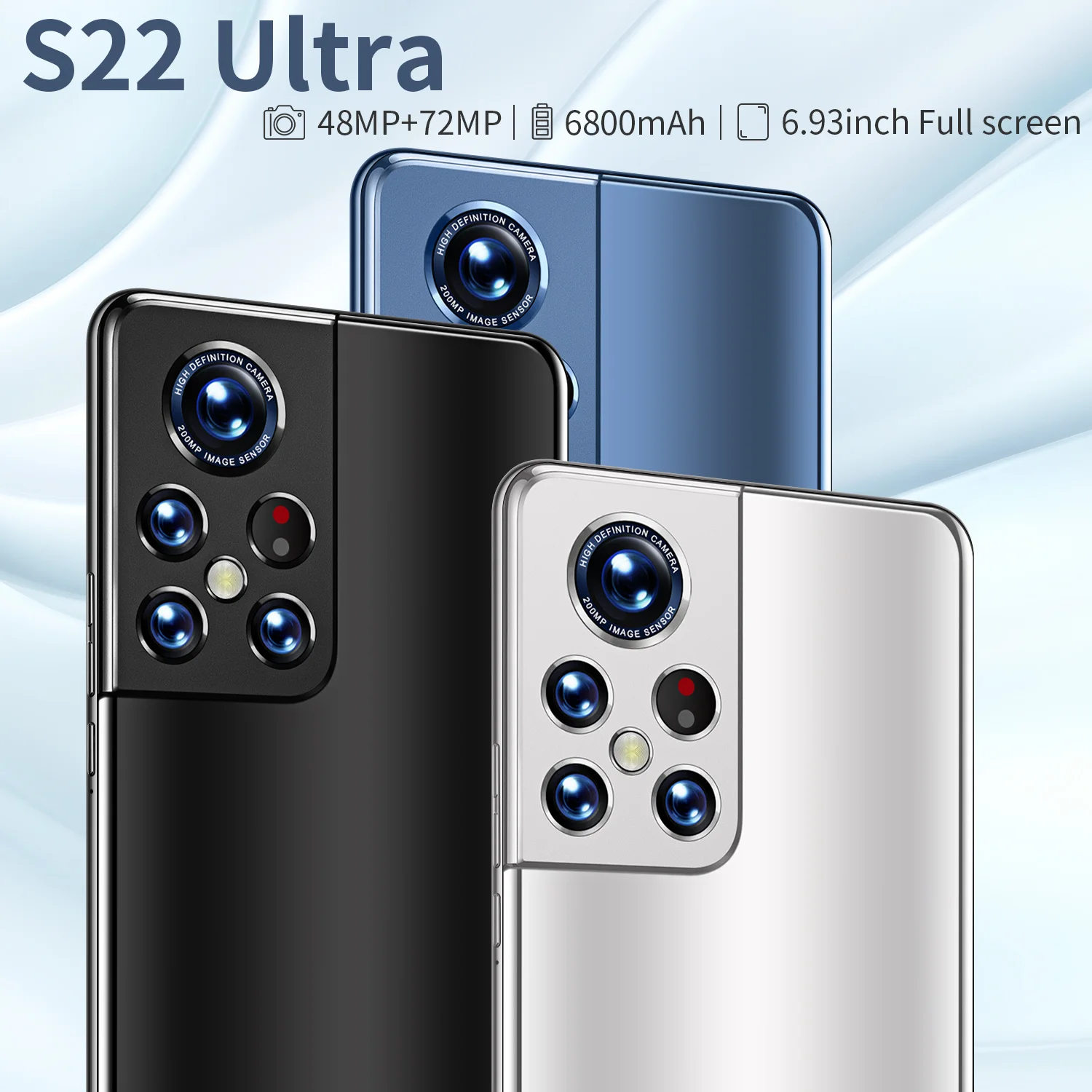 smartphone s22 ultra 6 93 inch qualcomm 888 16g 1t 6800mah android 12 celular 4g 5g global version smart cell mobile hand phone free global shipping
