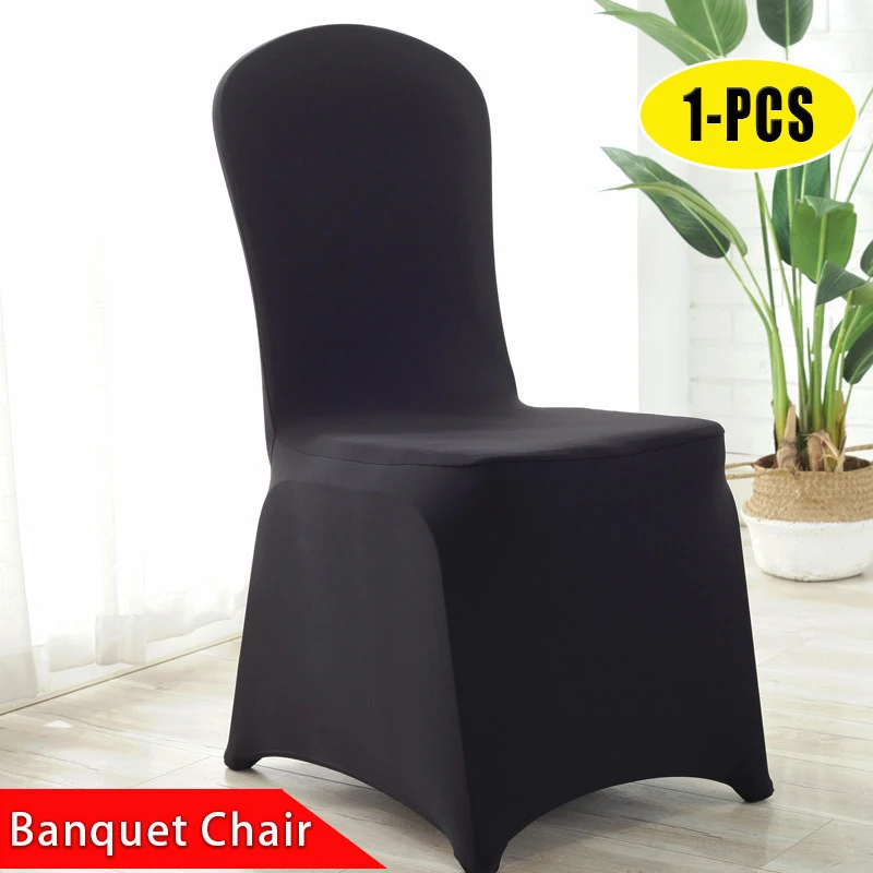 

White Black Stretch Elasticity Chair Covers Spandex Wedding Banquet Anniversary Party Hotel Chair Cover Event Decoration 1-PCS
