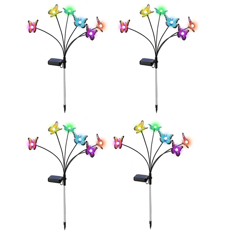 

Солнечные садовые светильники, 4 шт., солнечные светильники, светящиеся от ветра, наружные светильники для двора, украшение для внутреннего дворика