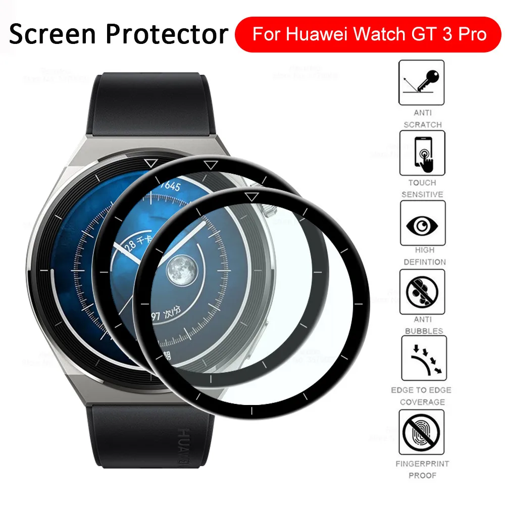 

2PCS 3D curved protective glass for Huawei Watch GT 3 Pro GT3 GT 3Pro gt3pro screen protector 42 43 46 mm protective film cover