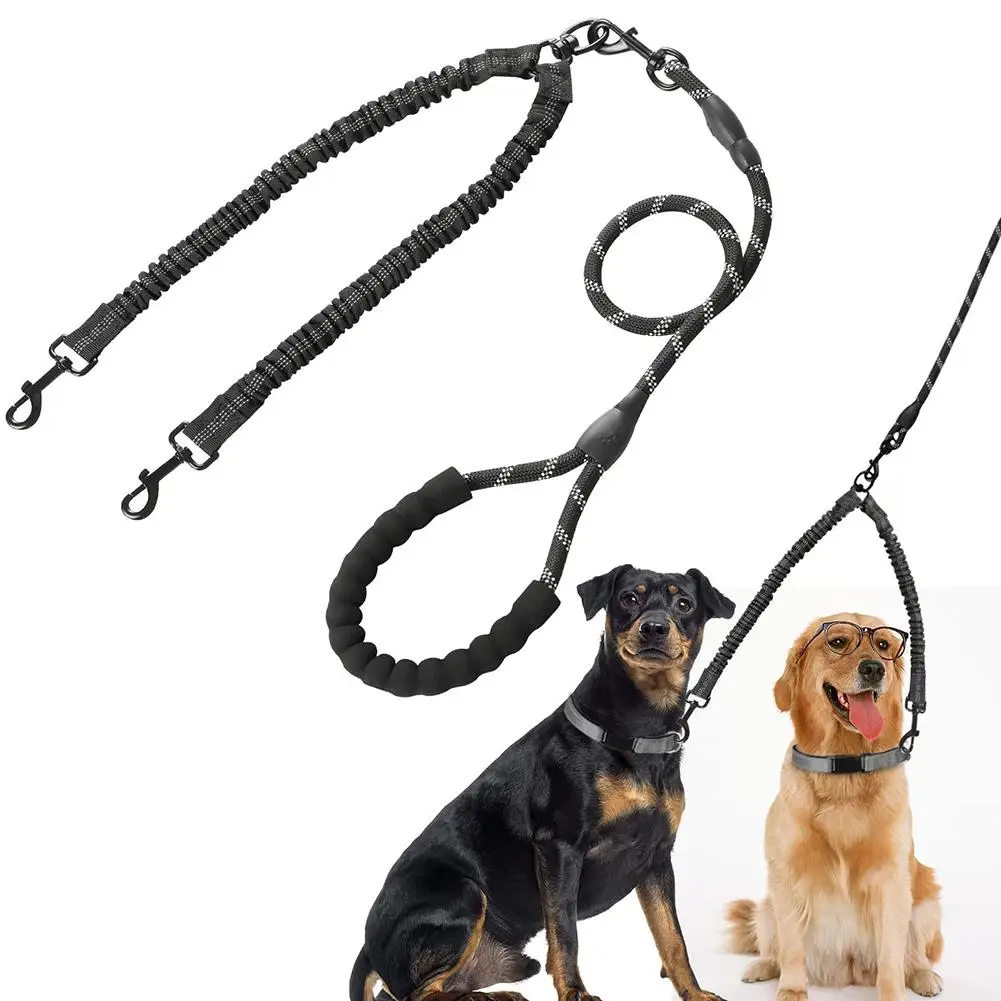 

Pet Dual Leash Telescopic Reflective Tangle-free Shock Absorbing Walking Leash For Large Dogs Medium Dog