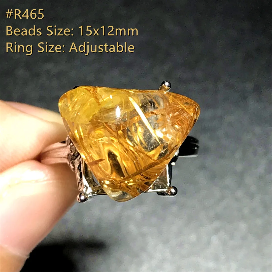 

Genuine Natural Gold Rutilated Quartz Ring For Woman Lady Man Crystal Oval 10x8mm Beads Stone Adjustable Ring Jewelry AAAAA