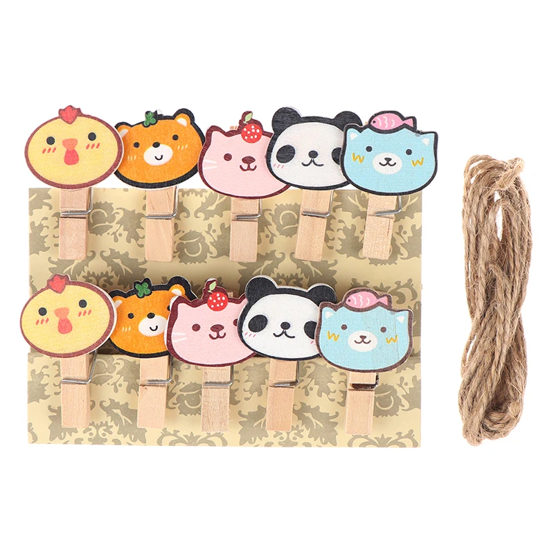 

10 pcs/lot Cute Mini Cartoon Animal Wood Clip Set / Small Craft Photo Pegs Kawaii Stationery