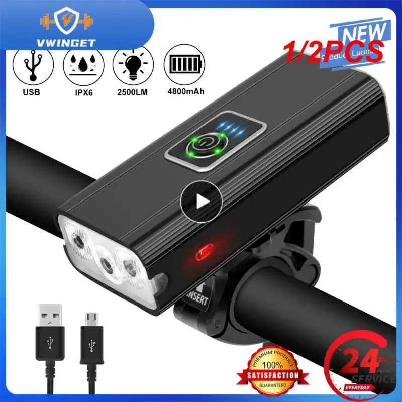 

1/2PCS Lights 4800MAh USB Rechargeable Light MTB Road Lantern Lamp Outdoor Cycling Flashlight MTB Bike