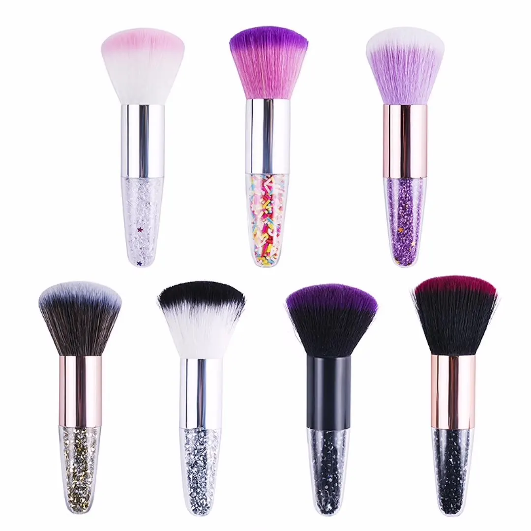 

6Pcs/Lot Single Cone Crystal Diamond Grain Transparent Handle Blush Makeup Brush Chubby Dun Foundation Cosmetic Tool HA2458