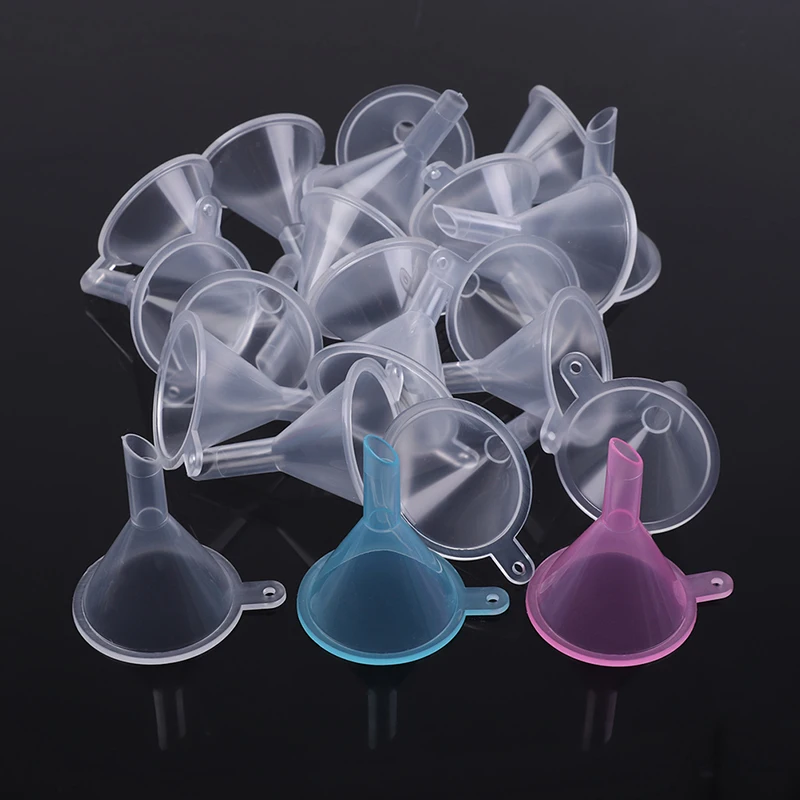 

Hot!!! 20pcs Small Plastic For Perfume Diffuser Bottle Mini Liquid Oil Funnels Lab Tools 6mm Hole Diameter Perfume Lotion Funnel